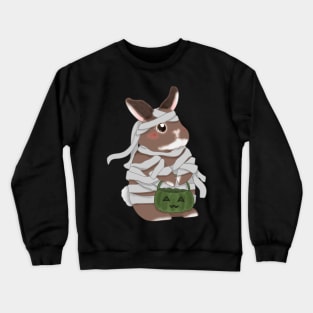 Bunny Mummy with Green Pumpkin _ Bunniesmee Hallowe Crewneck Sweatshirt